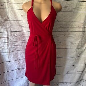 EUC Express Red Strappy Wrap Dress Sz 3/4